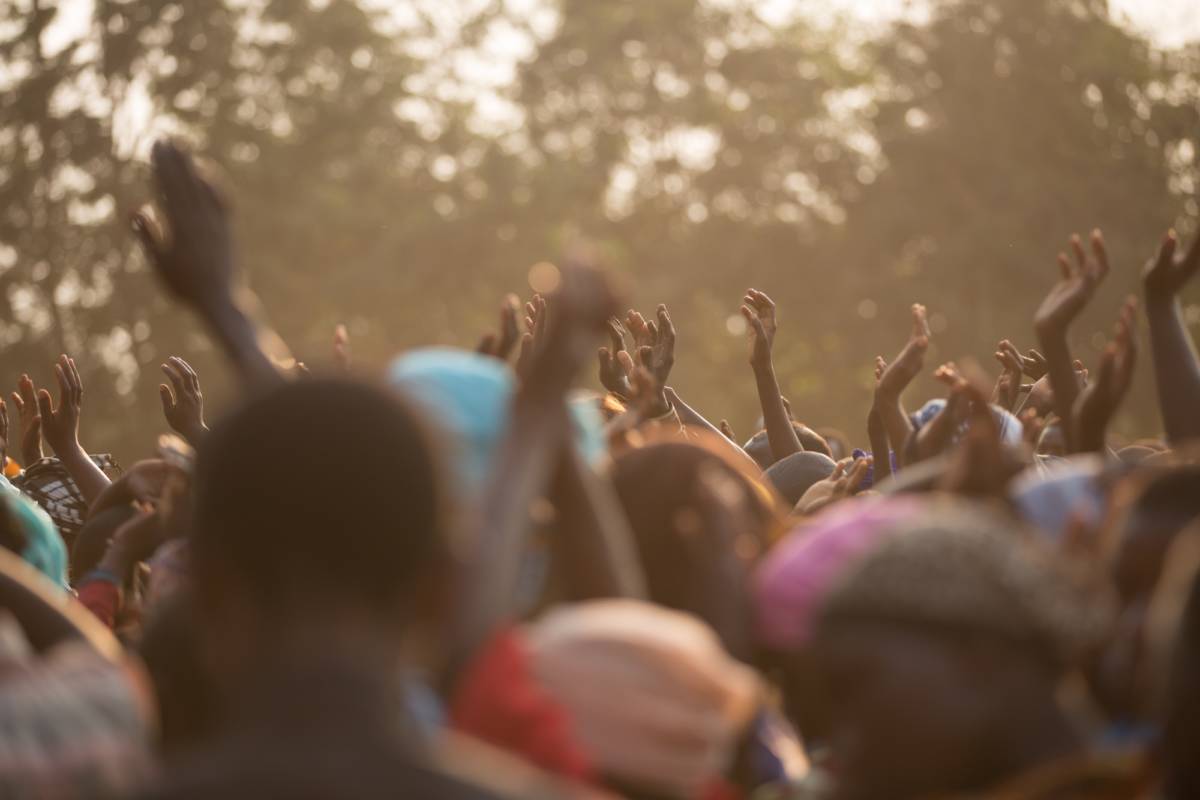 Crowd in Africa on a sunny day