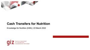 Cash Transfers for Nutrition