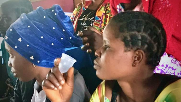Malawian women at a menstrual cup training session
